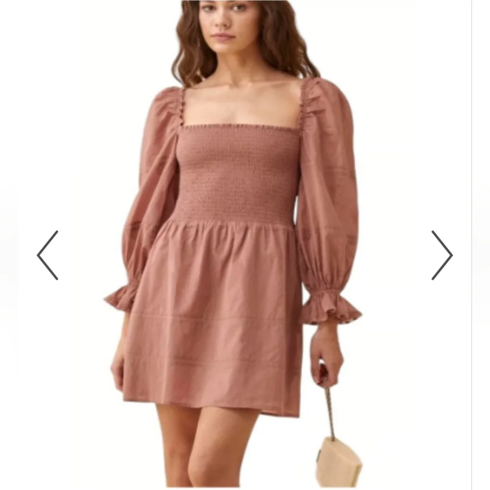 Reformation Dunes Praline Smocked Dress. Size 10 - Picture 2 of 10